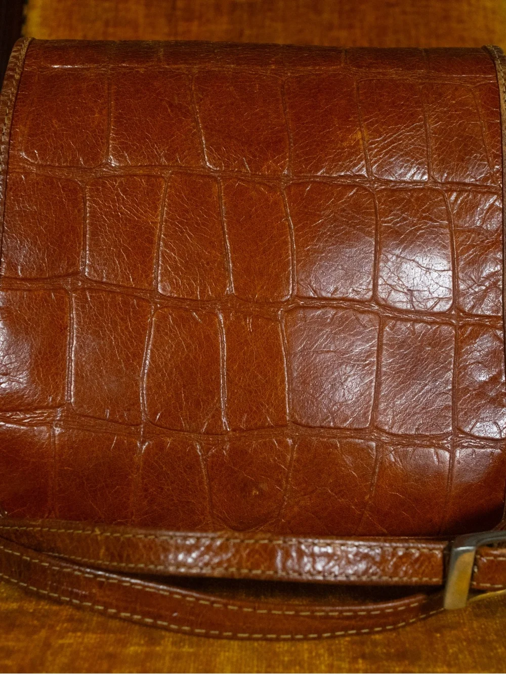 Croc-Embossed Italian Leather Crossbody/Satchel Bag - Unisex